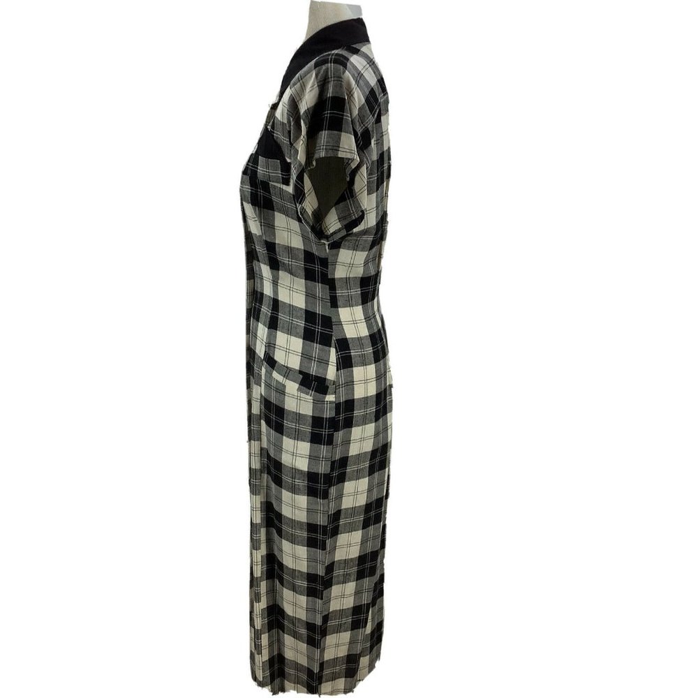 Vintage NICA PICCALINO Dress *size 8 Plaid Button Front Shoulder Pads Midcalf - Picture 7 of 7